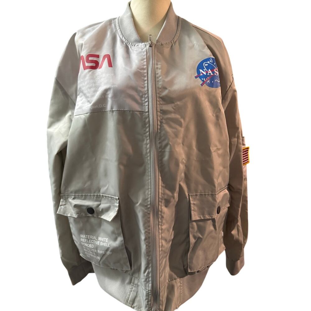 ASSTSERIES NASA Silver Reflective Techwear Aerospace Bomber Jacket, Size XL
